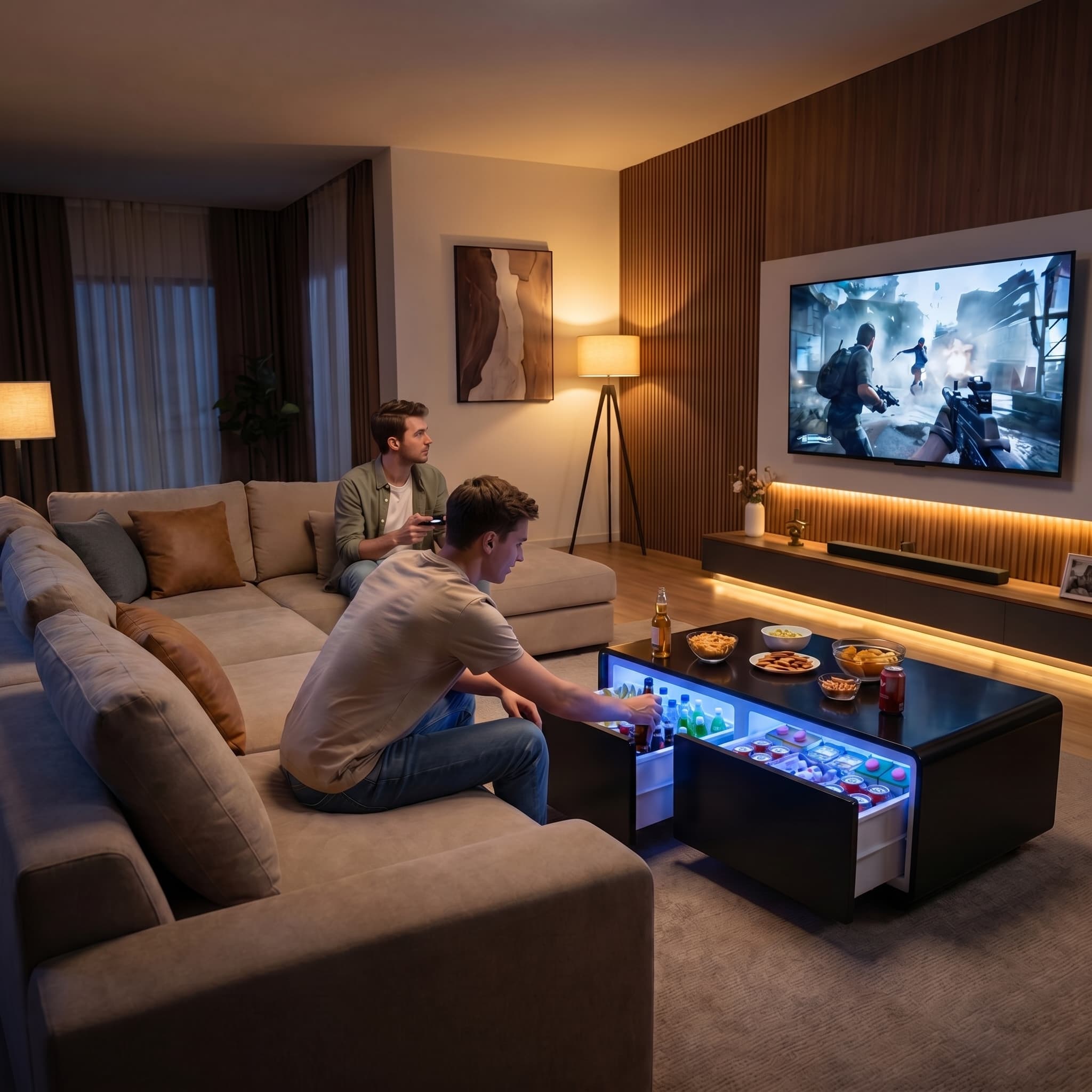 LIVTAB LT135 Pure Smart Coffee Table with Dual-Zone Fridge