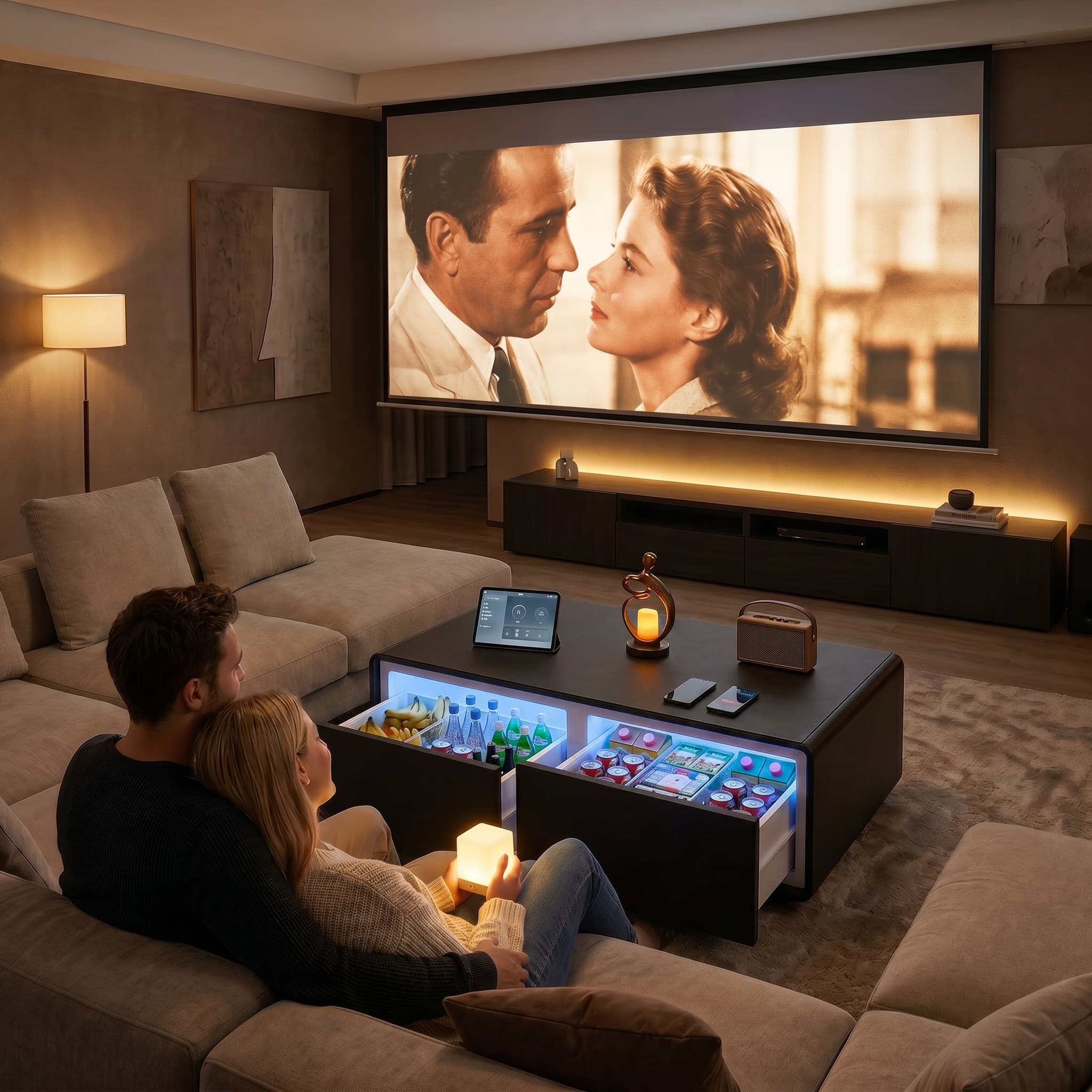 LIVTAB LT135 Pure Smart Coffee Table with Dual-Zone Fridge