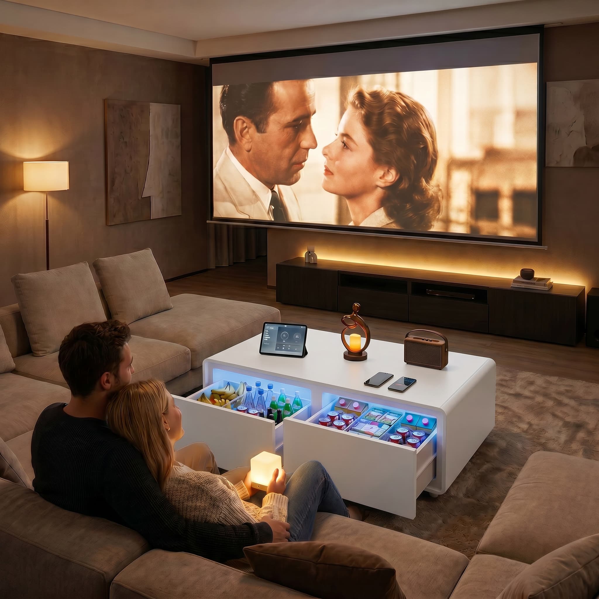 LIVTAB LT135 Pure Smart Coffee Table with Dual-Zone Fridge