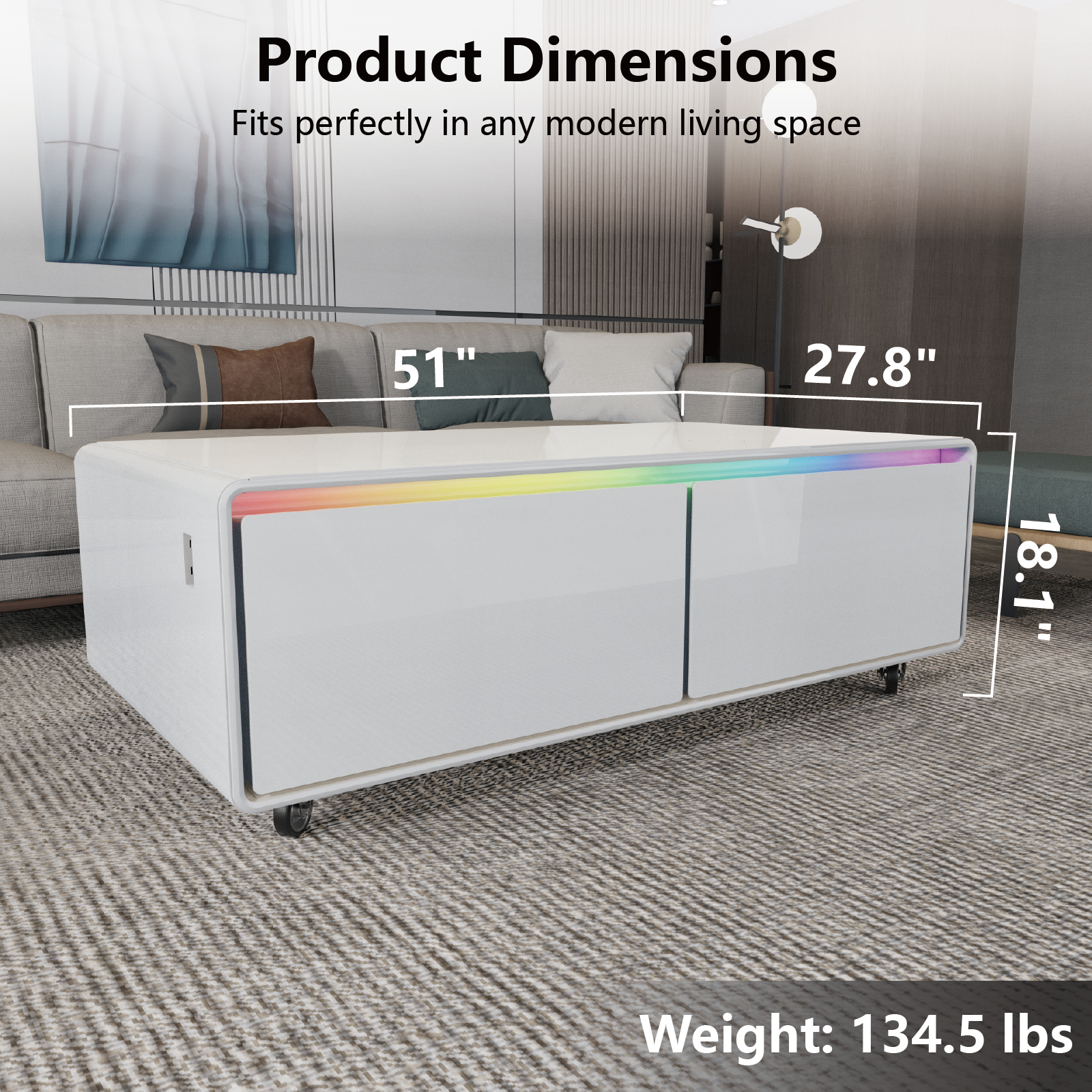 Livtab LT135 Smart Coffee Table on Wheels