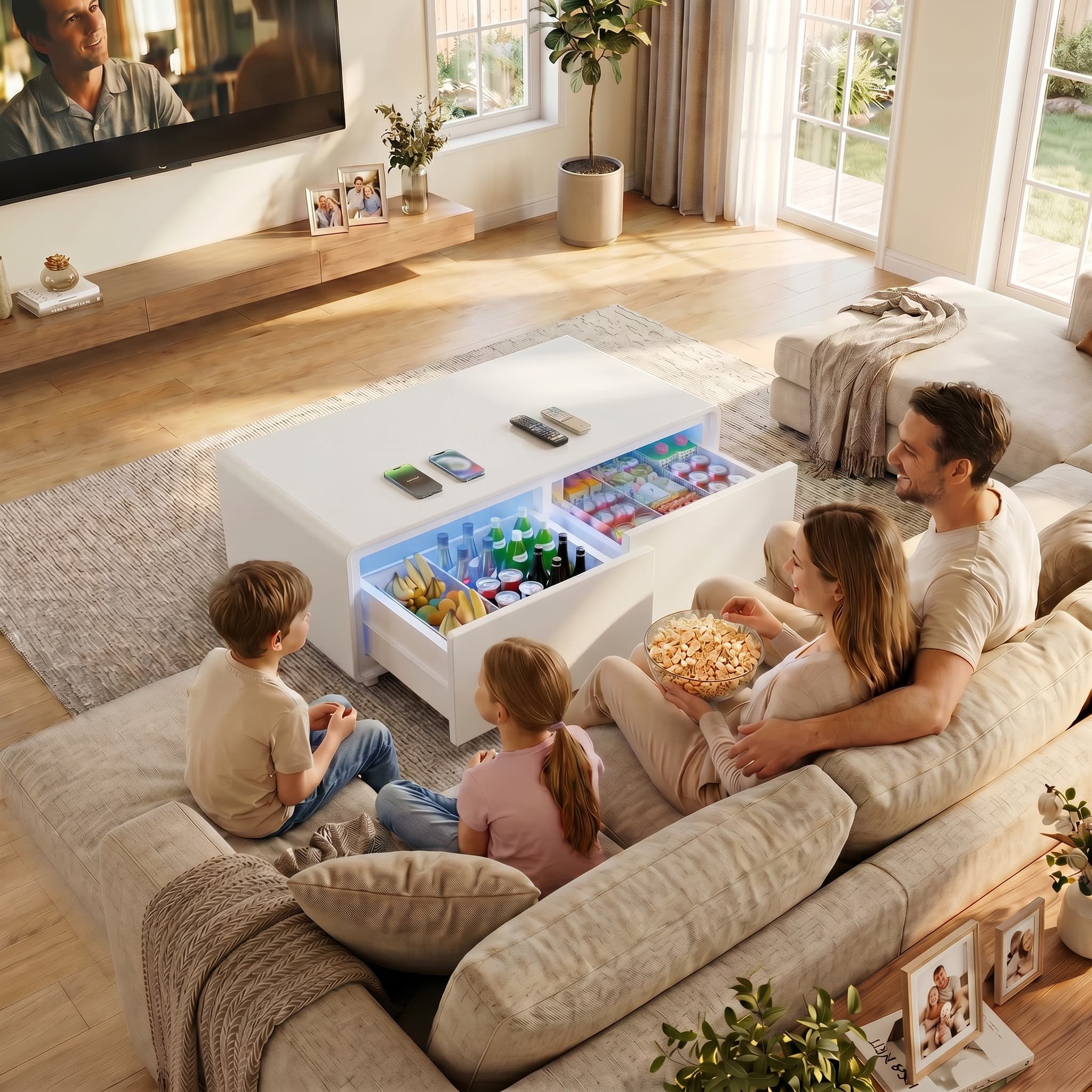 LIVTAB LT135 Pure Smart Coffee Table with Dual-Zone Fridge