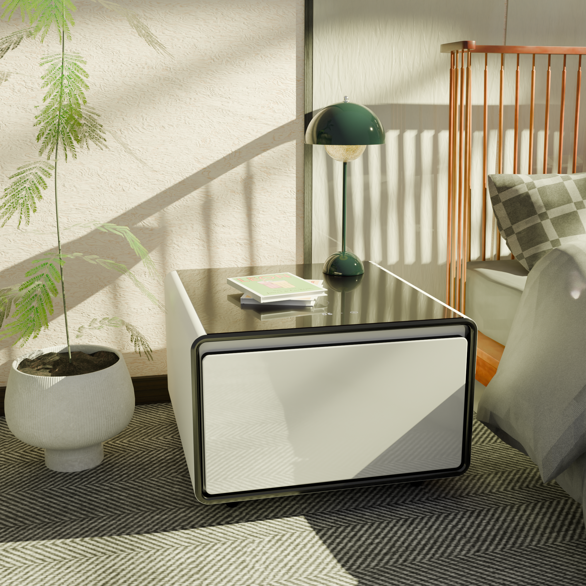 LIVTAB LT60 Smart Nightstand with Refrigerated Storage and Wireless Charging