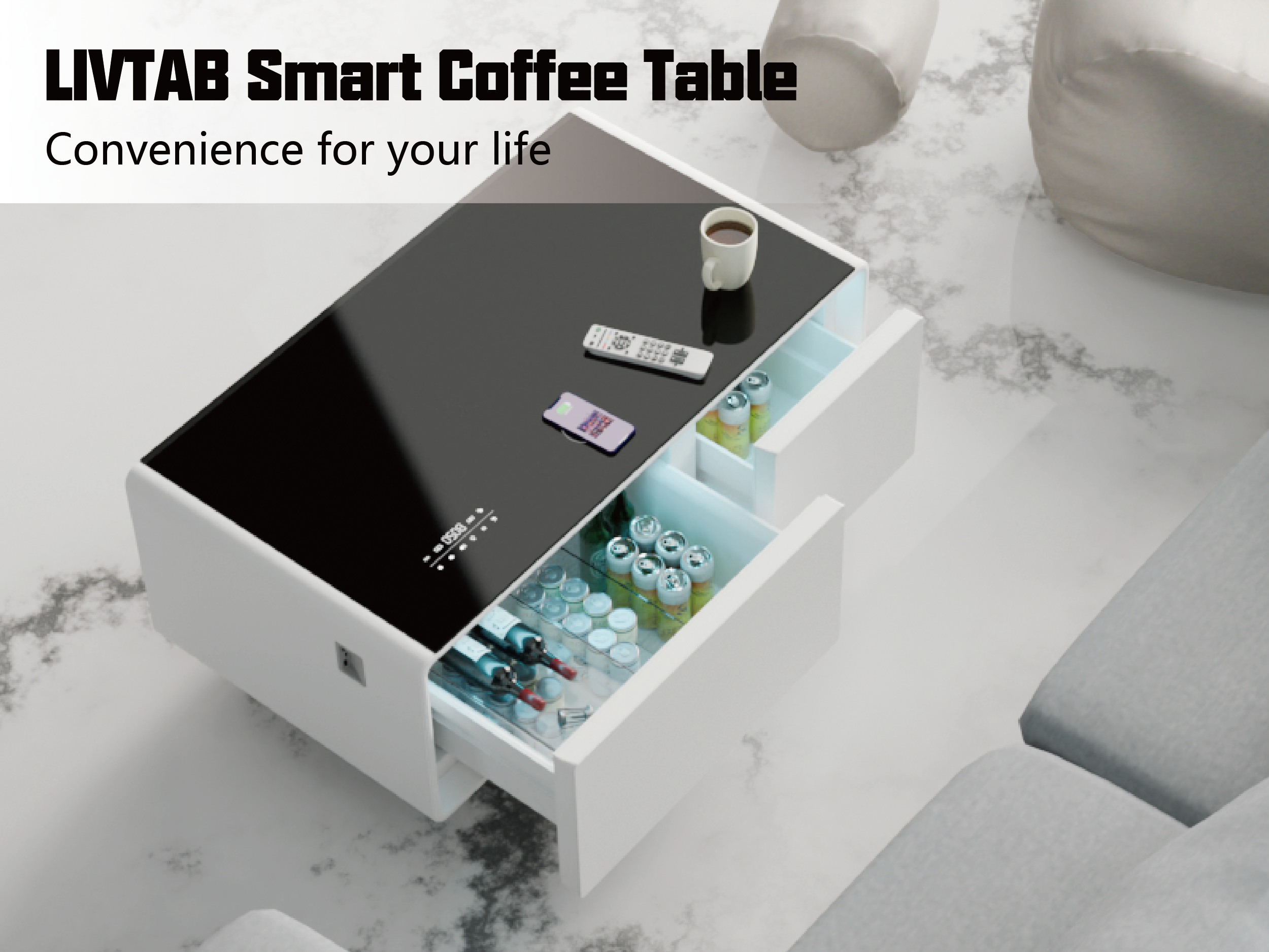 LIVTAB LT90 Pro Smart Coffee Table with fridge