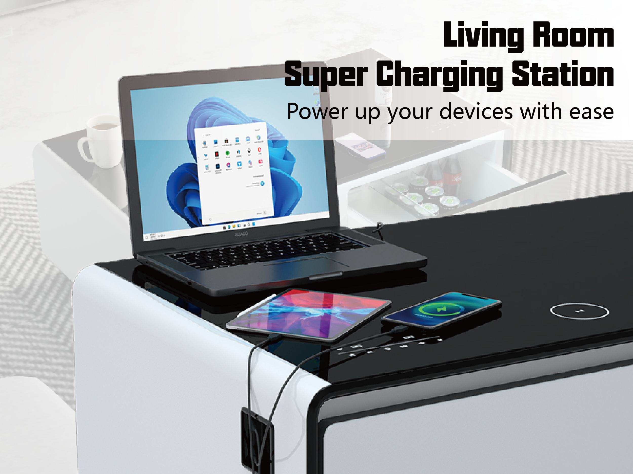 LIVTAB LT90 Pro Smart Coffee Table with wireless charging options