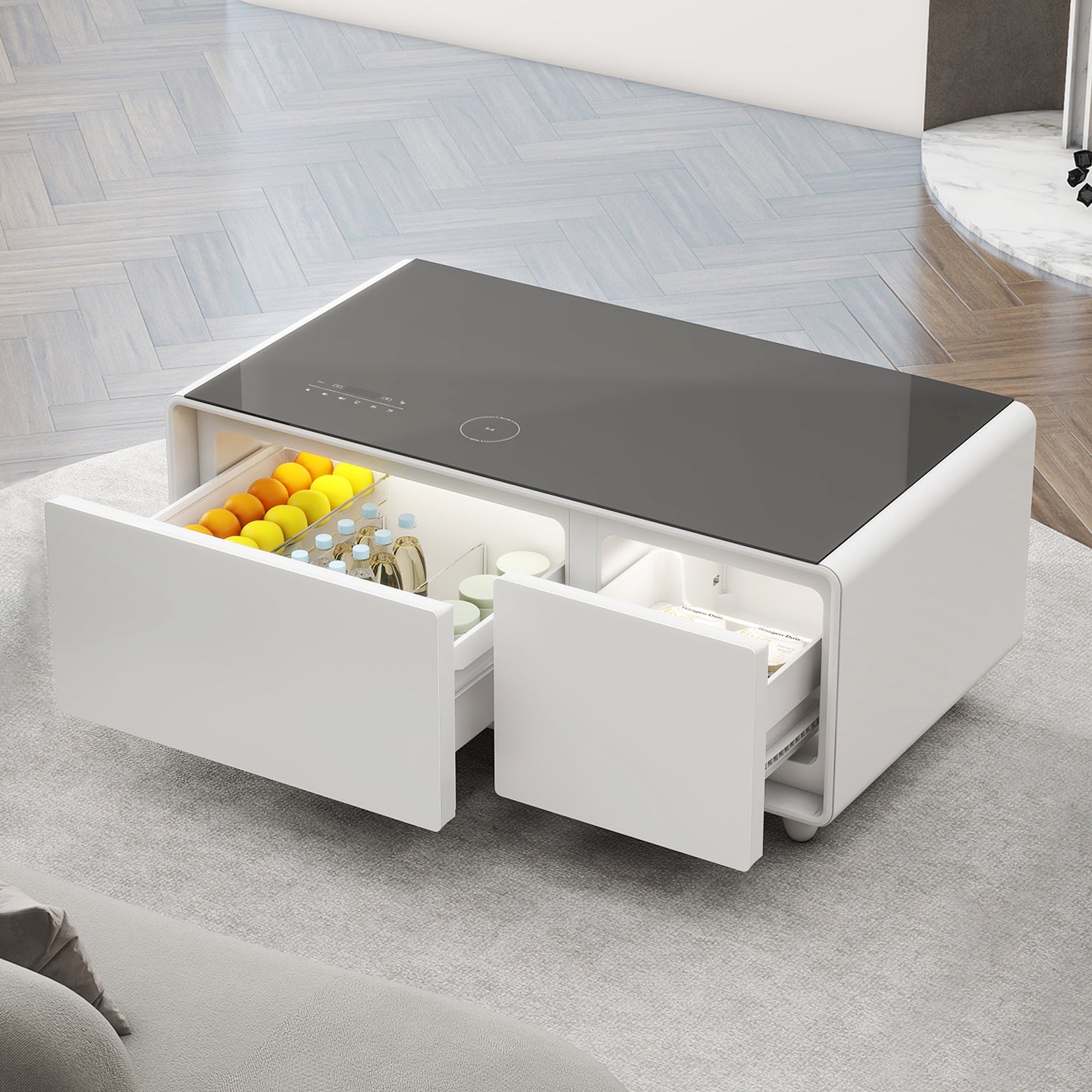 LIVTAB LT90 Pro Smart Coffee Table with Built-in Fridge and Speakers